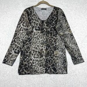 David Cline Top Womens Small Safari Animal Leopard Print Long Sleeve Knit‎ Tunic